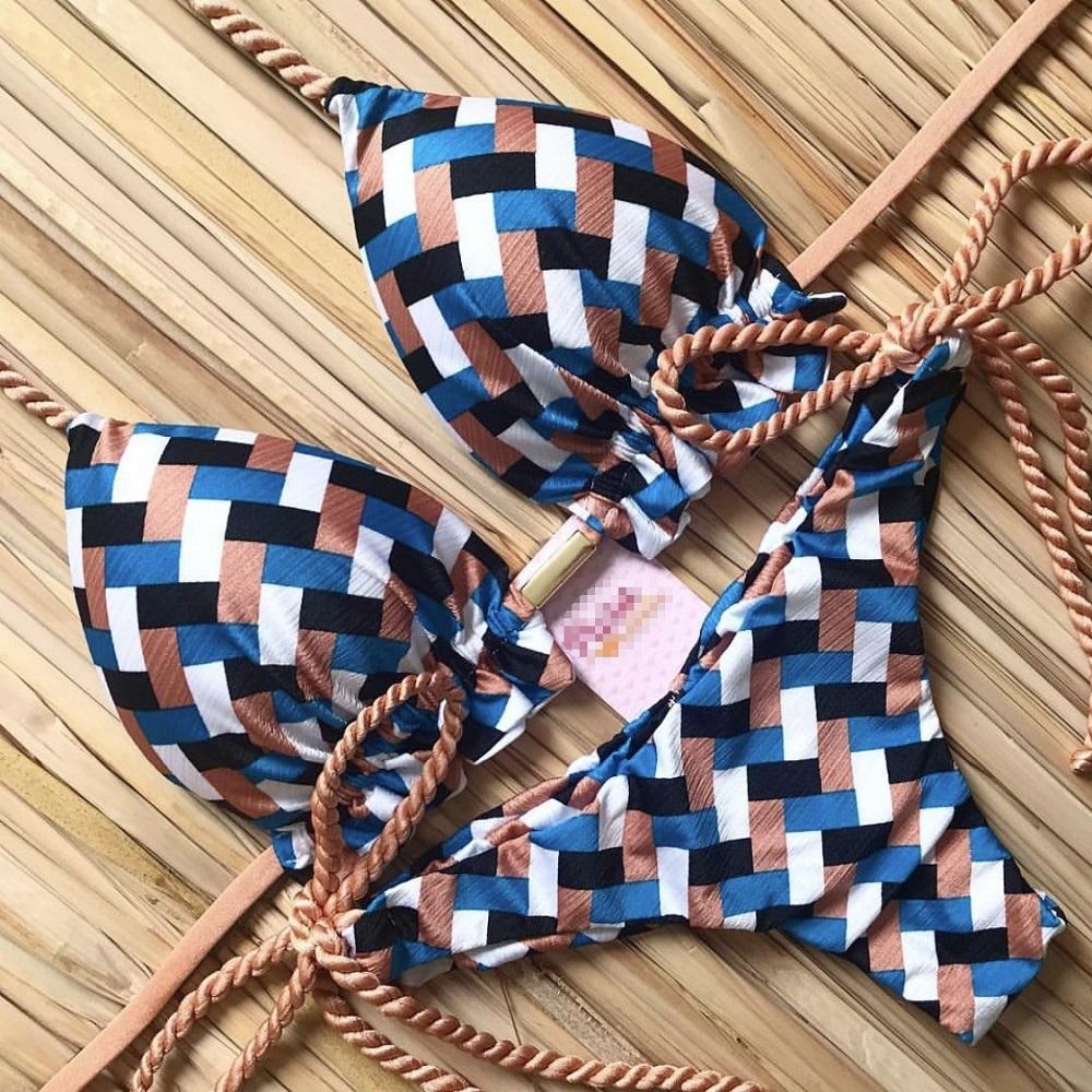 2026 Striped Bikini Set Knotted Swimsuit Women Biquinis Beach Sexy Thong Swimwear Bandage Brazilian Mirco Bikinis