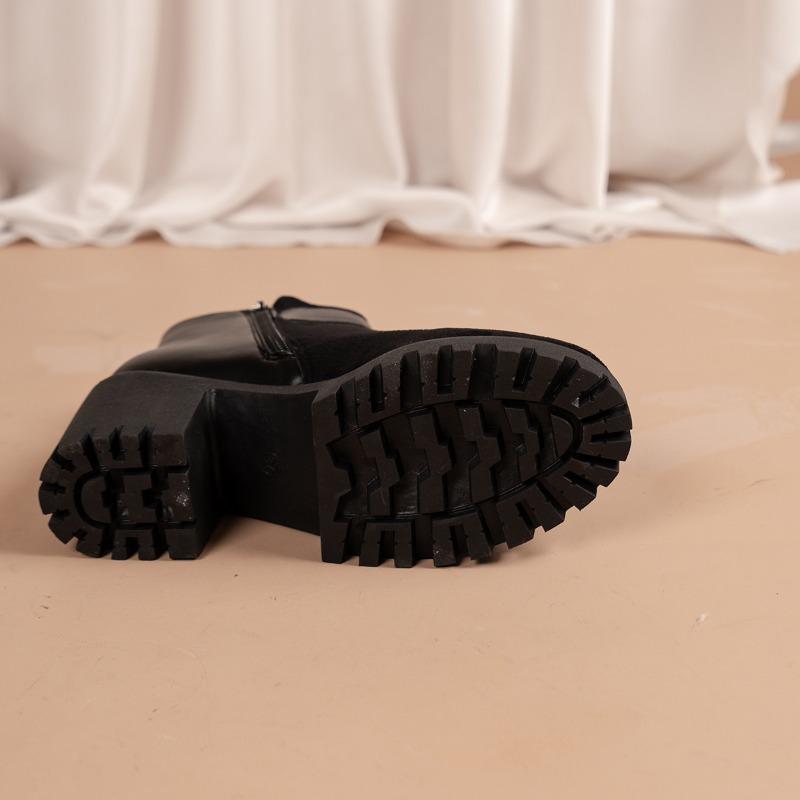 2024 Shoes for Women Side Zip Ankle Women's Boots New Daily Boots Women Belt Buckle Round Toe Chunky Heel Platform Shoes Female