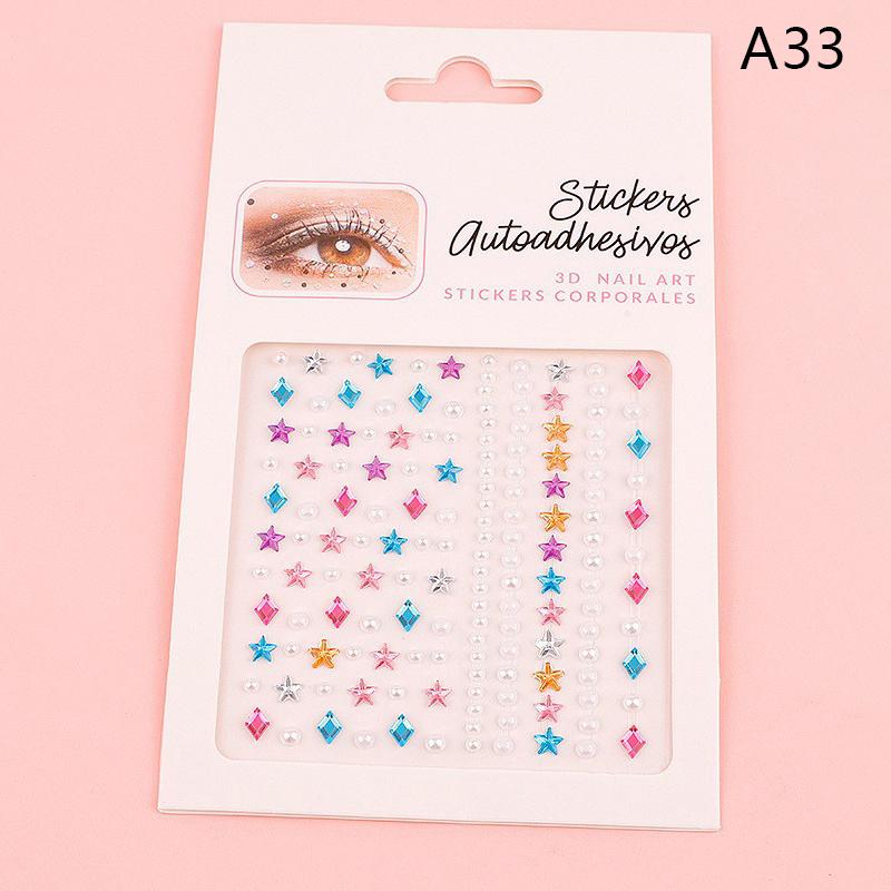 1Sheet Eye Body Face Gems Jewels Pearl Rhinestone Stickers Self Adhesive Crystal Rainbow Makeup Diamonds Face Decoration Sticker