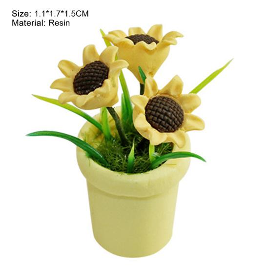 Miniature Sunflower Exquisite Imagination Cultivation Resin Doll House Mini Sunflower for Children