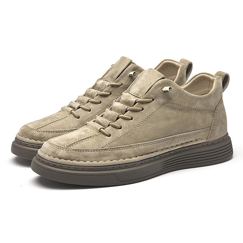 Men's breathable shoes men's retro matte suede invisible inner heightening men's shoes 6cm heightening shoes medium help casual board shoes