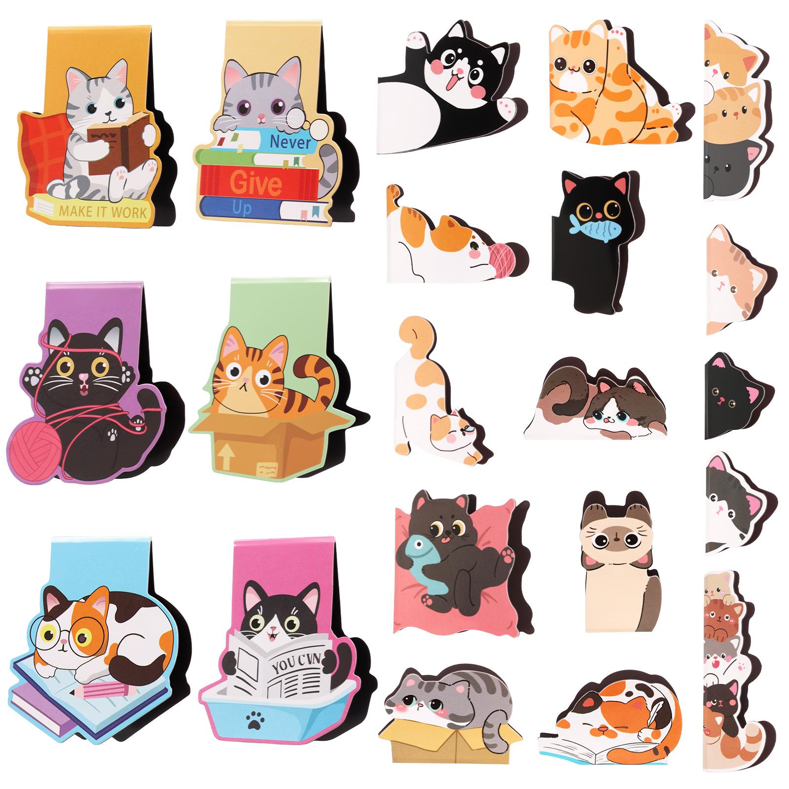 

21 Pcs Cute Cat Magnetic Bookmark Cartoon Magnetic Bookmarks Set Funny Book Marker Clip Assorted Page Marker for Student Teacher