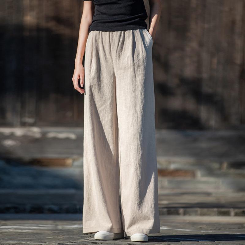 Damen Weite Baumwoll-Leinenhose Herbst 2025: Künstlerisch, Lässig, Vielseitig