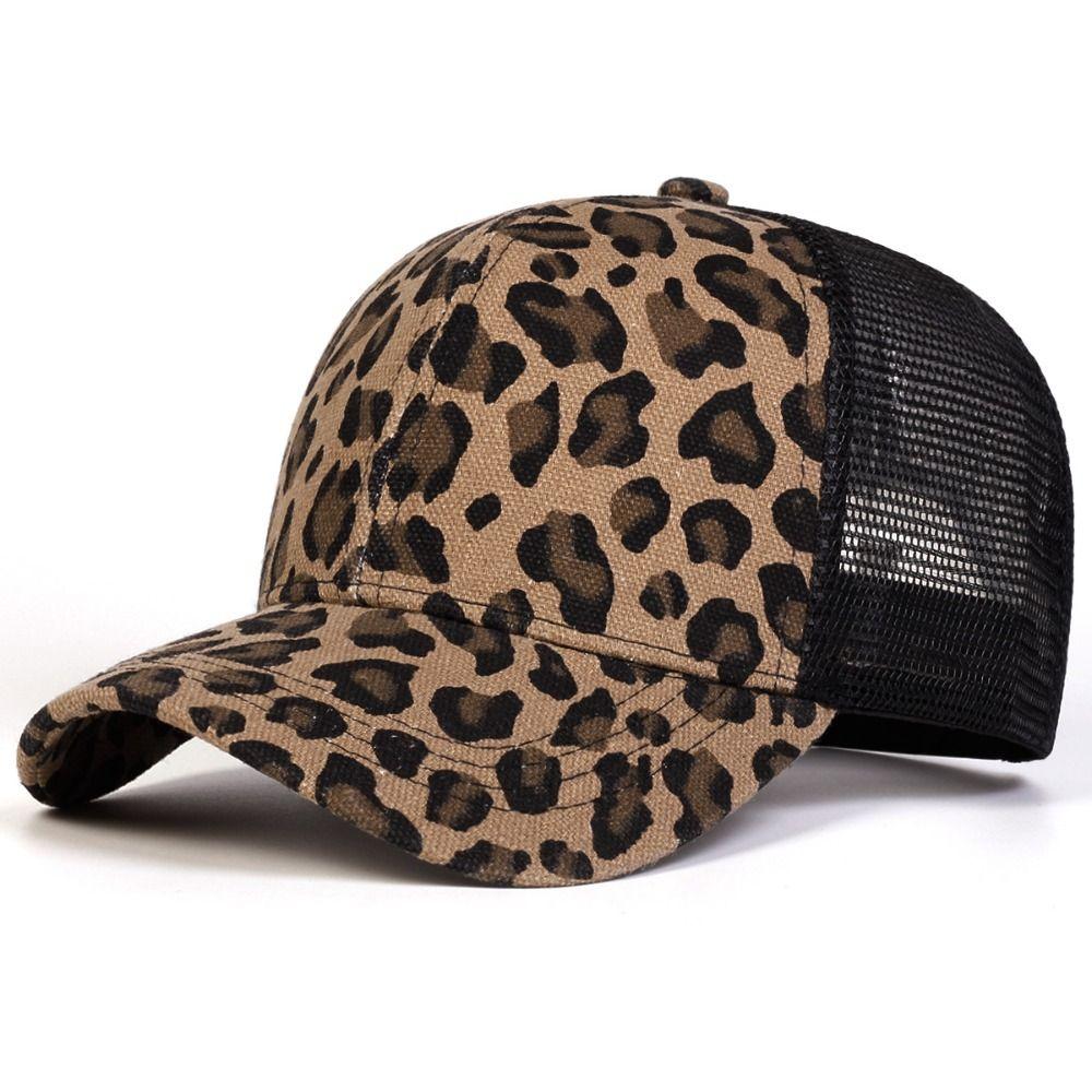 Casual Vintage Leopard Print Baseball Caps With Breathable Mesh Adjustable Baseball Hats Sun Visor Sports Cap Outdoor Activities