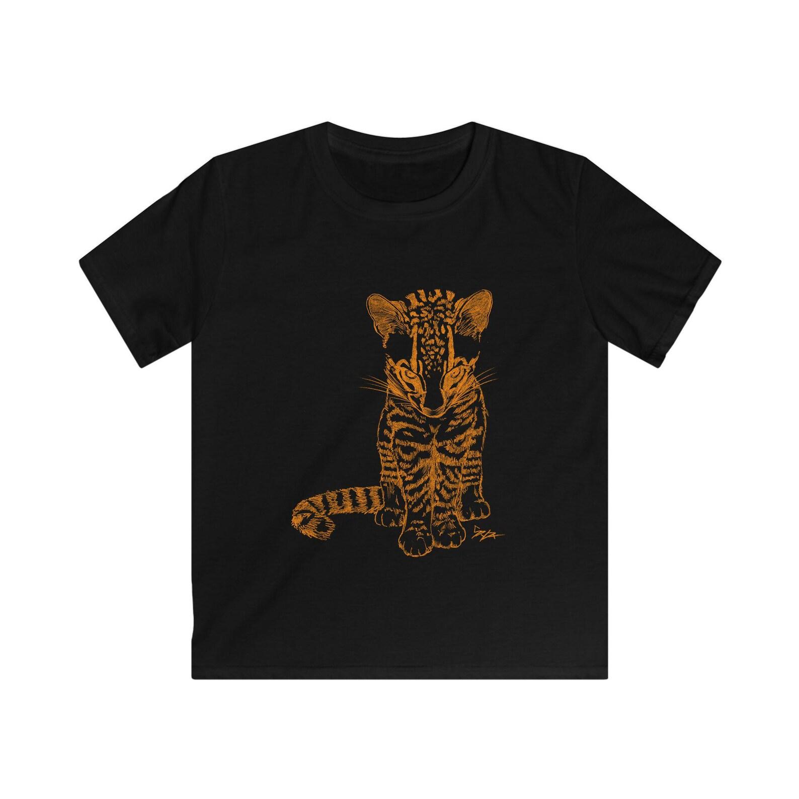 Baby Ocelot Kids Tee: Wildlife Animal Lover Shirt 4XL