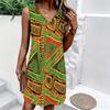 Plus Size V Neck Sleeveless Dress Natural Small Floral Print For Urban Garden Stroll