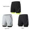 2-In-1 Men Running Shorts with Zipper Pockets Quick Dry Exercise Shorts for Training Gym Workout