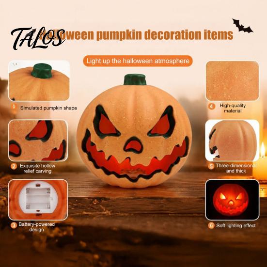 Reusable Halloween Decor Evil Pumpkin Lantern, Large LED Light Up Jack O Lantern Indoor for Party Scene, Spooky Outdoor Decoration, Trick or