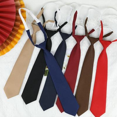 Faule Kleine Krawatte Schwarz Weinrot Einfarbig Dunkelblau Koreanische Frauen Süßer Basic-Stil Schuluniform Klassische Krawatten