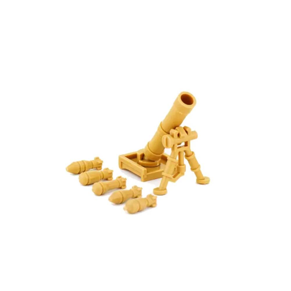 WW2 Military MOC Building Block Soldier Printed Weapon Case Rack Drone Bomb Disposal Mortar Gatling Maxine Gun DIY Toy Gift K046