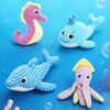 Ocean Animal Dog Toy Plush Squeaky Dog Chew Toy Textured Fabric Stuffed Animals for Small Medium Dogs Chewing Puppy Teething