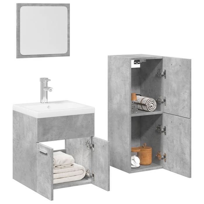 VidaXL Ensemble de meubles de salle de bain 3 pcs gris béton 3324870