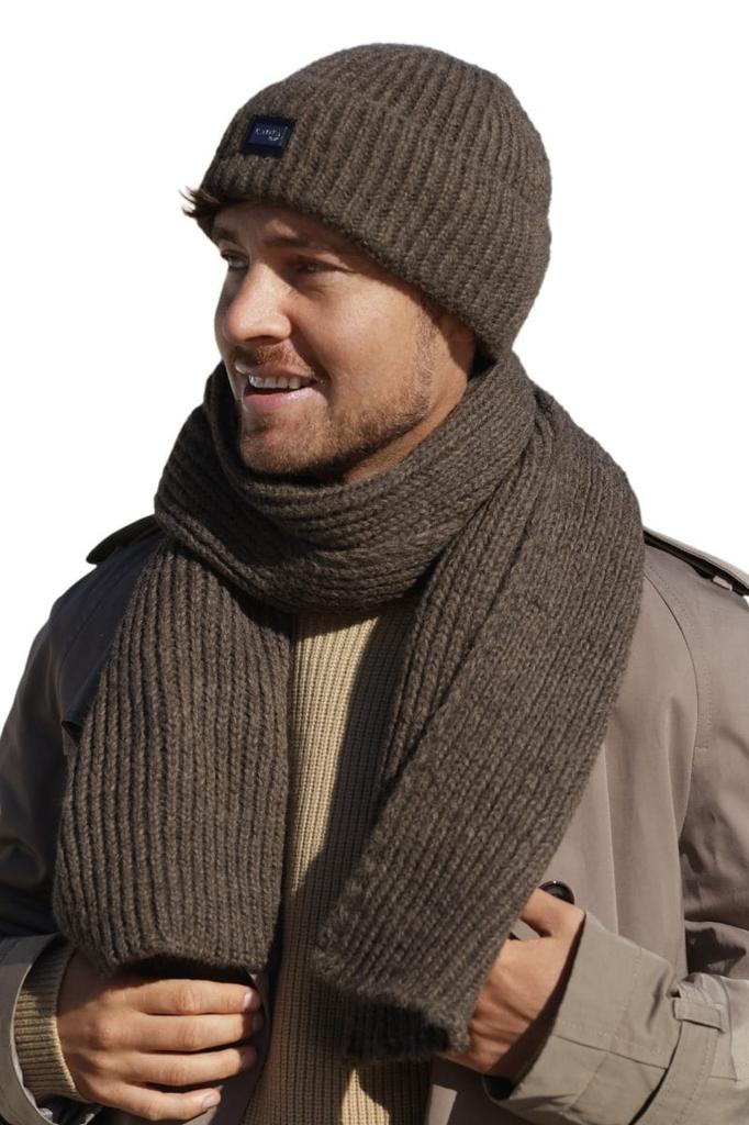 Kamea Martin Men' Winter Set - Hat + Scarf, Brown