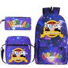 Cartoon Teacup Head Cuphead Student School Bag Backpack Three-piece Set Children's Shoulder Bag Pencil Bag