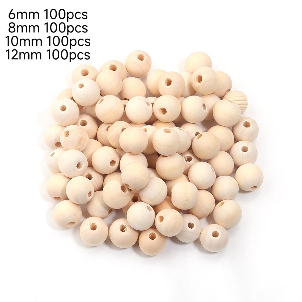 Louleur Natural Wooden Beads Round Natural Stripe Beads Spacer Colorful Loose Spacer Wood Beads For Jewelry Making Bracelet 6mm