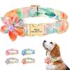 Nylon Personalisierbares Hundehalsband Druck Hundehalsbänder Mit Blume Benutzerdefiniertes Haustier-ID-Halsband Verstellbar Für Kleine Mittlere Große Hunde Mops