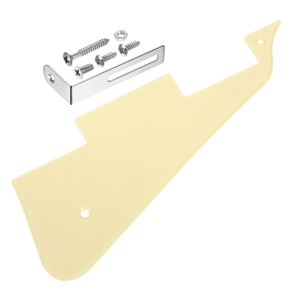 Uxcell LP Guitar Electric Guitar Pickguard Scratch Plate Silver Chrome Compatible with Les Standard Creamy Yellow Single-Piece Pickguard, 2-Hole (with