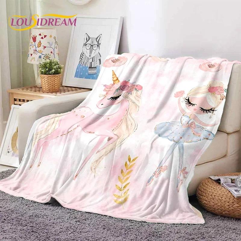 Roztomilá baletka, baletka, víla, kreslená, měkká flanelová deka na postel, do ložnice, na pohovku, na piknik, přehozová deka pro venkovní volnočasové aktivity, dárek