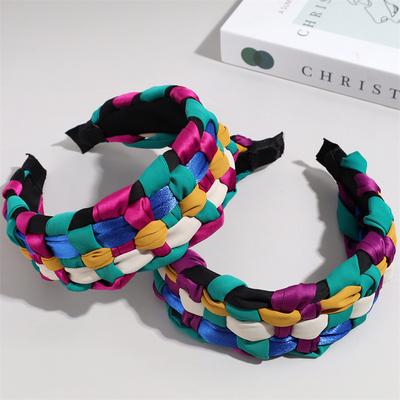 Schweres handgefertigtes breites bunt geflochtenes Stirnband für Damen Fotografie Party Accessoire Kopfbedeckung Modische Erwachsenen-Haarbänder