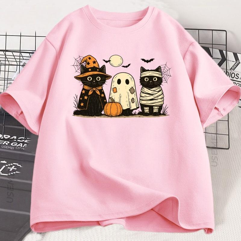 Black Cat Pumpkin Tshirt Ghots Gothic Fall Cat Mama T Shirt Halloween Spooky Season Pritned T-shirt Unisex Cotton Short Sleeve