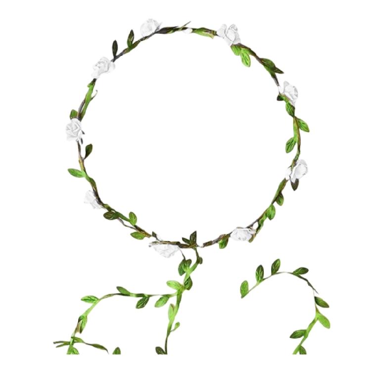 Elegant Flower Leaf Wreath Hairband With 9 Artificial Paper Flower Outdoor Event Costume Accessories Women Headdress белый