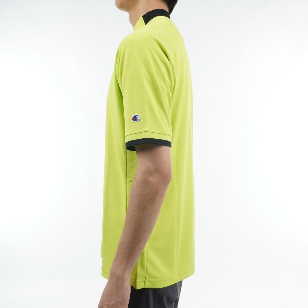 Champion Golf Short Odor UV Script Mock Men's T-Shirt, Sleeve, Antibacterial, Resistant, Quick-Drying, Protection, Logo, Neck, Lime, C3-ZG309