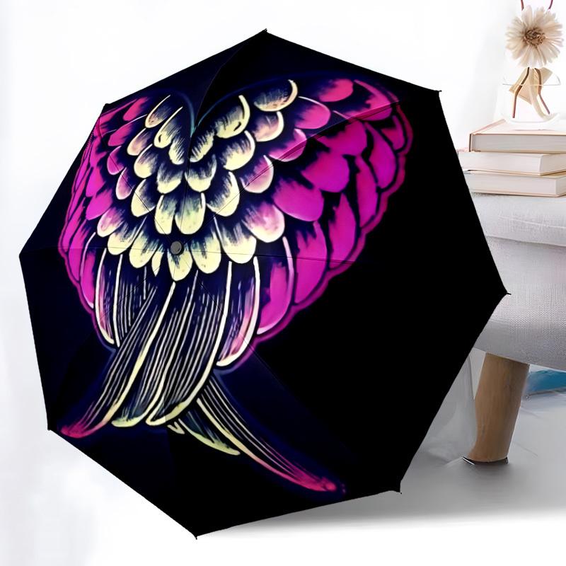1pc Wings Heart Automatic Open/Close Umbrella Compact Folding Umbrella, All-Season Portable Umbrella for Women/Men F1124336