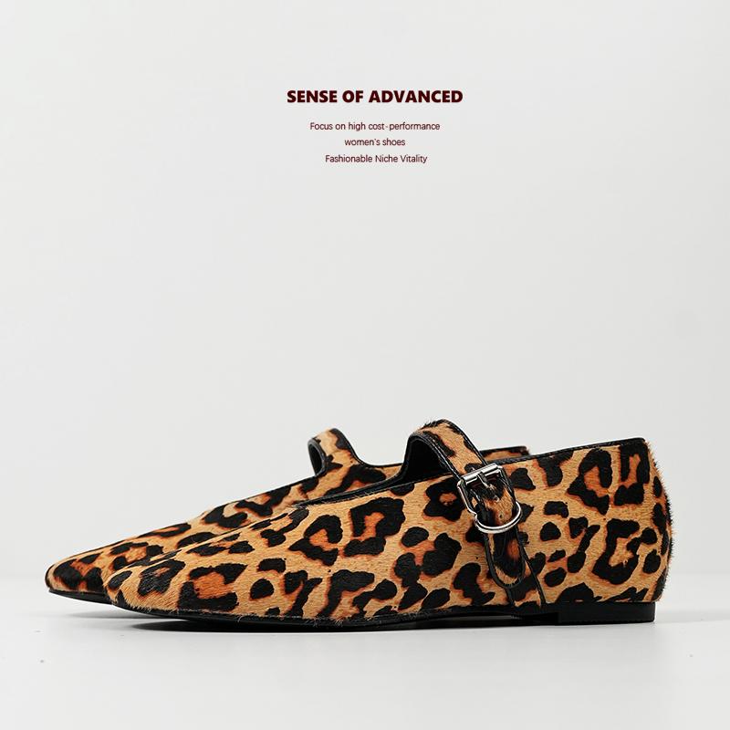 

Мода 2025 Новые Весенние Женские Туфли-Лодочки из Конского Волоса Мэри Джейн Пряжки Комфортная Повседневная Обувь Женские Лоферы с Круглым Носком На Каждый День Круглый Носок На Плоской Подошве 39 цветной печати леопарда