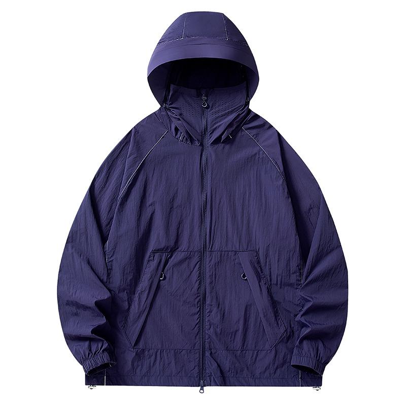 Spring Autumn Solid Loose Casual Sunscreen Coat Male Long Sleeve Simple All-match Hooded Cardigan Jacket Top Men