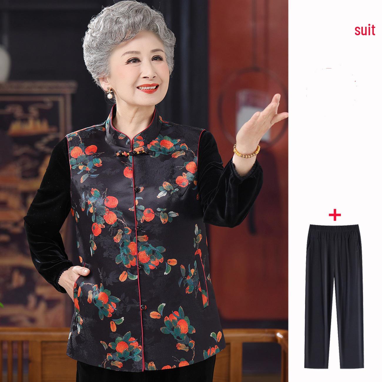 

Grandma s Chinese Style Vest for Women - 60s, 70s, and Middle-Aged: Tang Suit Shoulder Cape for Spring and Autumn XL (100-115 Jin)