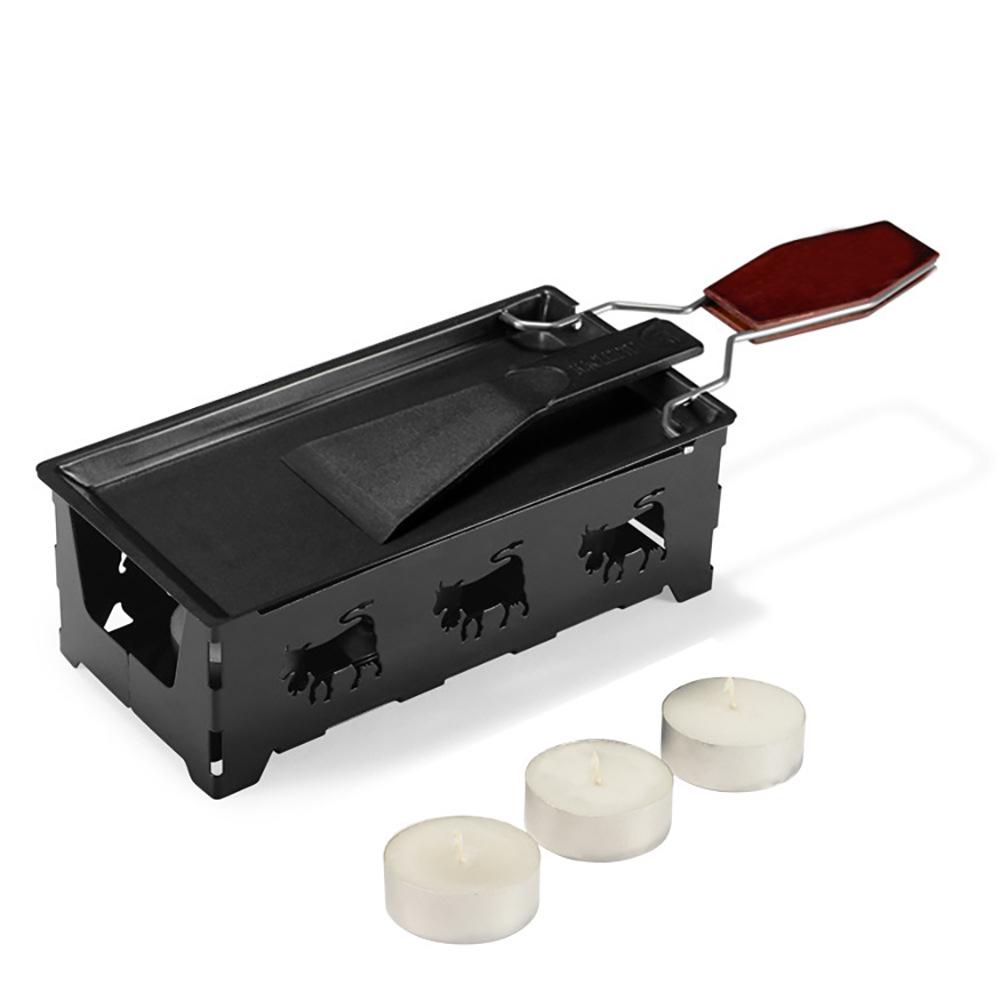 Swiss Cheese Fondue Set: Mini Non-Stick Baking Pan with Candle Holder