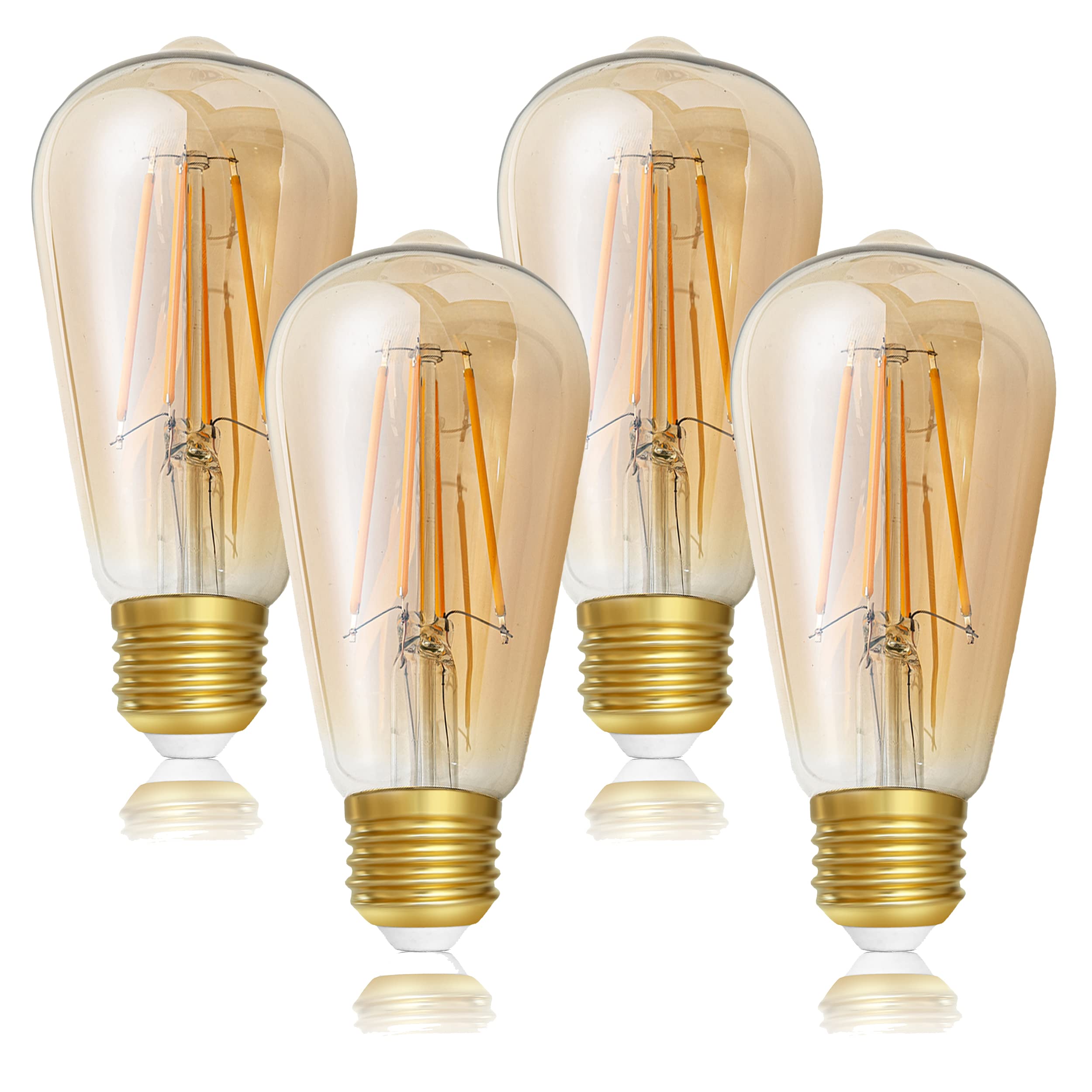 

FLSNT LED Bulbs, E26 Base, 60W Equivalent, 2200K Warm White, 650lm, Edison Filament Bulbs, Brown, for Chandeliers, Retro Light Bulbs, High Color