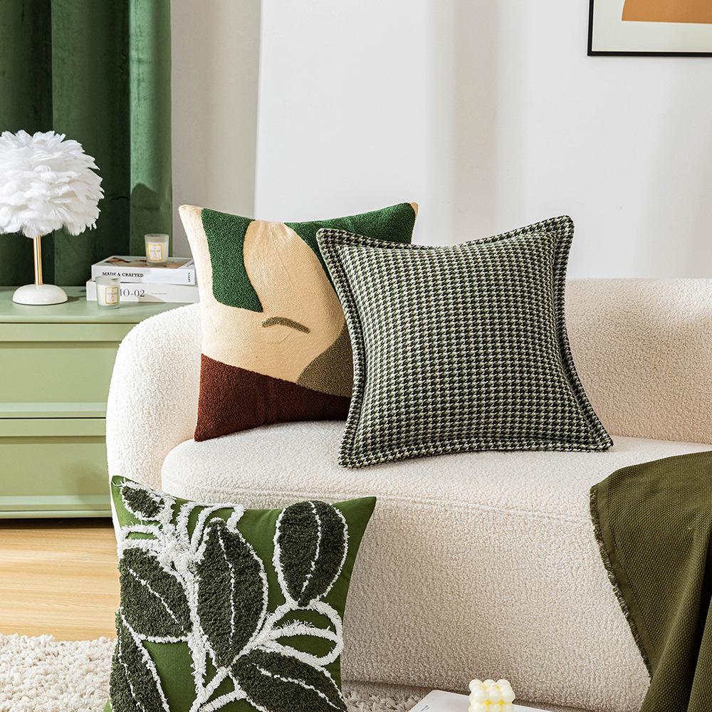 Green Ins Style Pillow Case Internet Celebrity Style Art Design Pillow Sofa Cushion Model Room Pillow