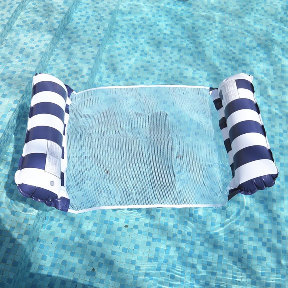 Foldable Striped Inflatable Lounge Chair, Suitable For Swimming Pool Parties And Beach Leisure Floating Beds With Net Backrest