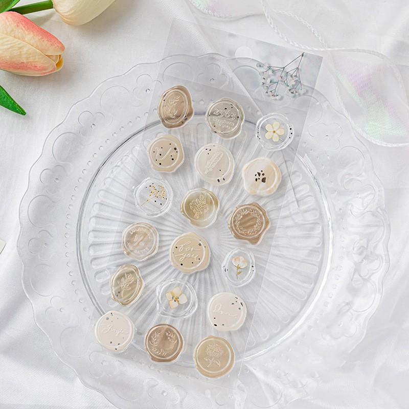 18pcs/20pcs Bag Wax Seals Stamp Sticker for Kid Vintage European Style Candy Color Sticker for Children DIY Decroative Scrapbook