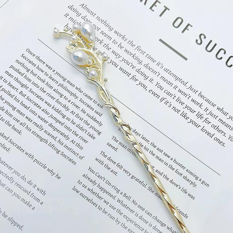 1pc Classic Chinese Hair Accessory Artificial Pearl Alloy Hair Needle for Girls Wear Daily Holidays Fashion Jewelry Hairpin