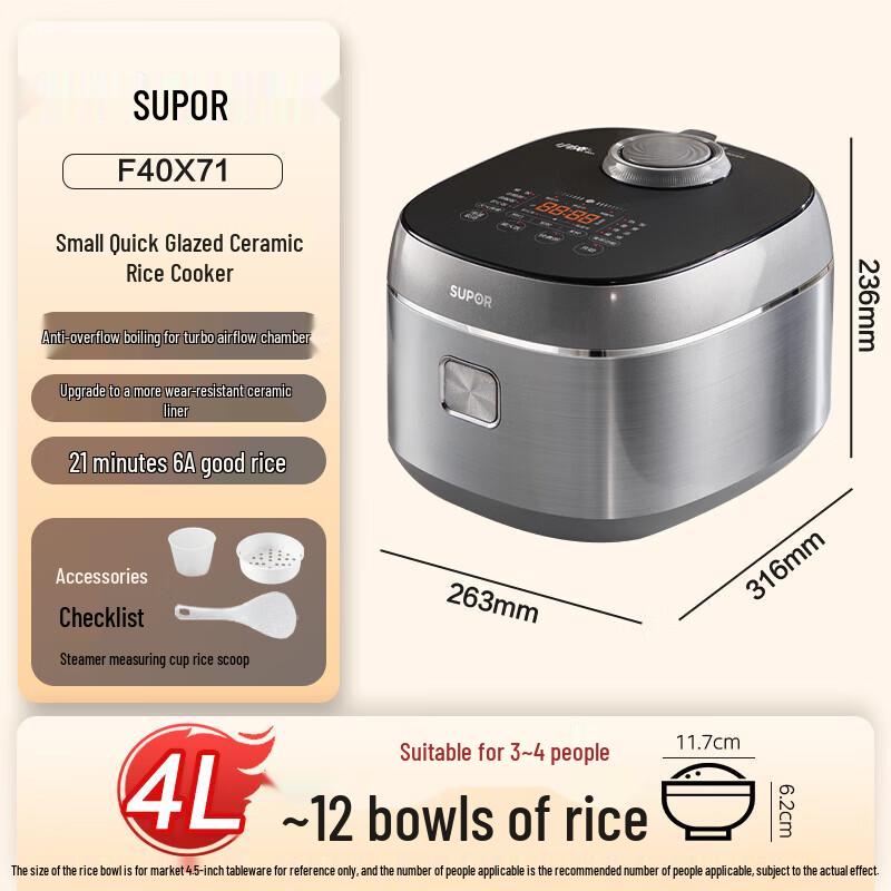 SUPOR 4L Smart Micro-Pressure Non-Stick Rice Cooker CN plug (adapter included)