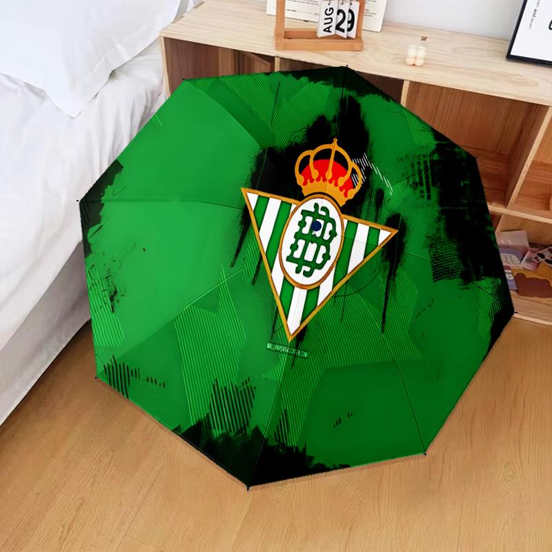 Parapluie Pliant Automatique avec Blason du Real Betis - Parapluie de Voyage à 8 Baleines avec Ouverture/Fermeture Automatique et Cadeaux Portables pour les Fêtes ou les Anniversaires