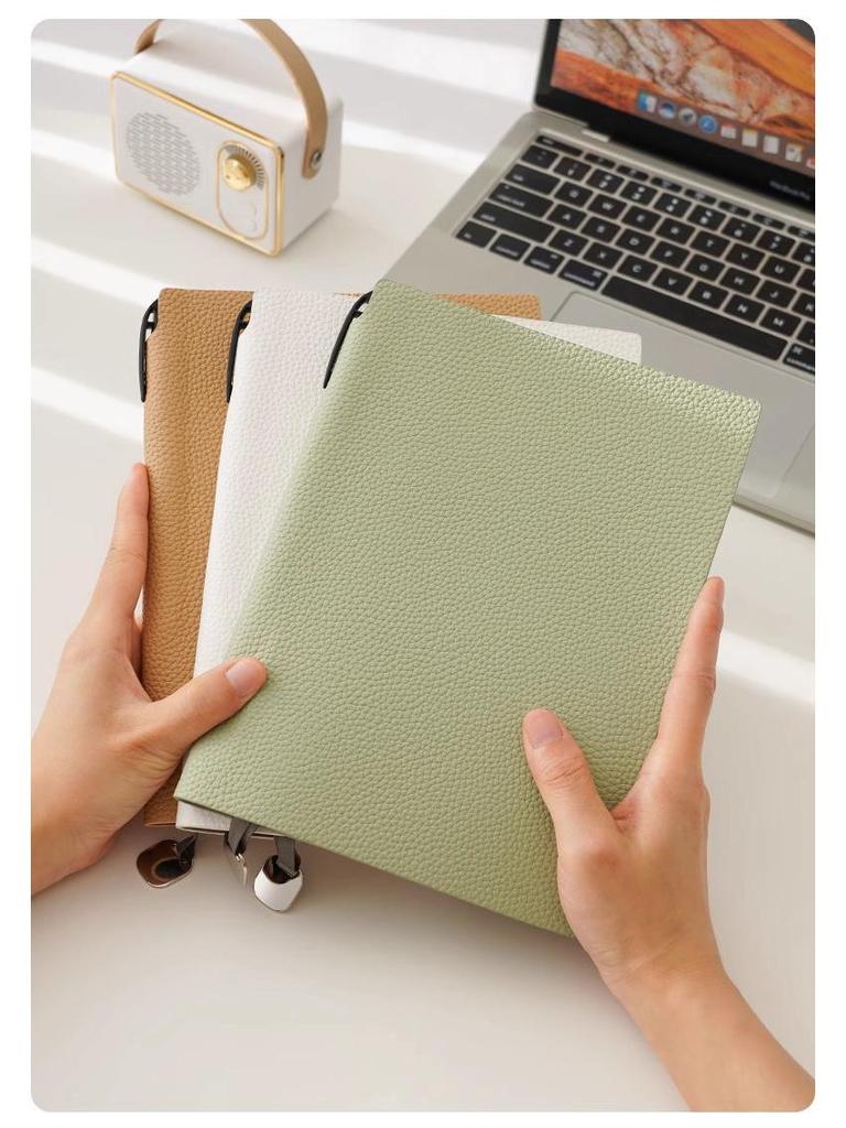 New Lychee Grain A5 Faux Leather Business Notebook Set, Thick Soft Cover, Practical for Everyday Use