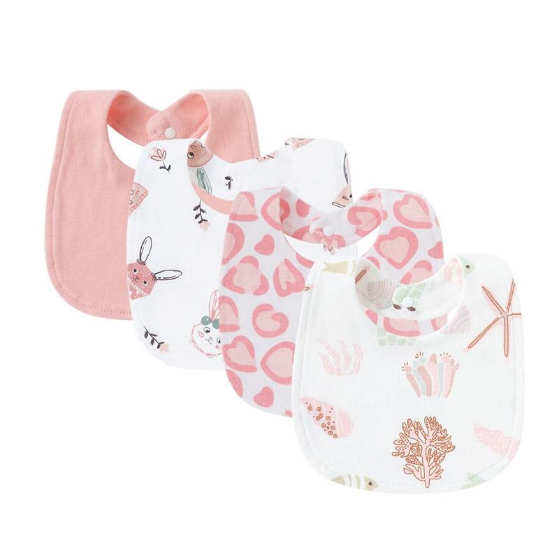 4Pcs-set Baby Bibs Burp Clothes Cartoon Newborn Saliva Towels for Girls Boys Cotton Kids Apron Infant Accessories Toddler Bibs