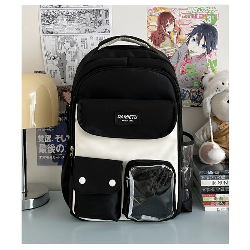 High school students large-capacity backpack new fresh and sweet two-dimensional color contrast bar