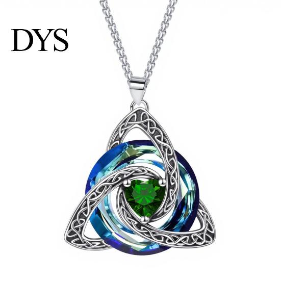 Personalized Birthday Gift Celtic Knot Birthstone Necklace for Women, Cubic Zirconia Pendant Necklace, Irish Jewelry, Her Wife Girlfriend Mother