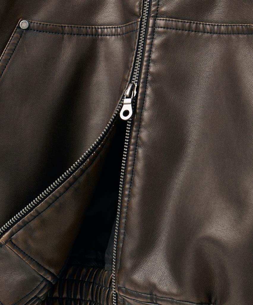 Dimitri Black 2Way Vtg Washed Pu Zip-Up Hoodie_Brown