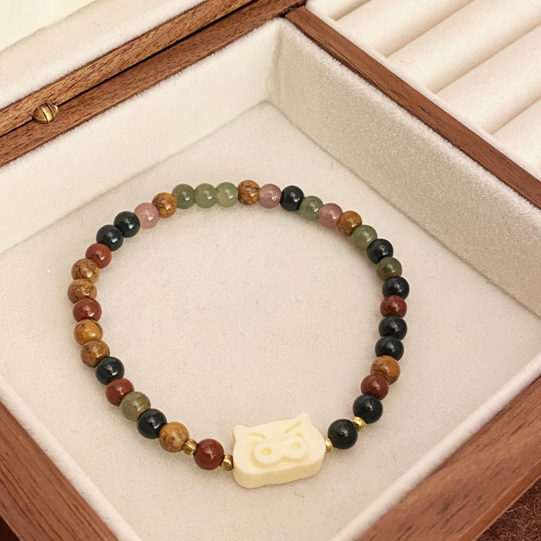 

New cartoon cat rabbit pig bracelet fashion design colorful beaded elastic bracelet girl s birthday party gift