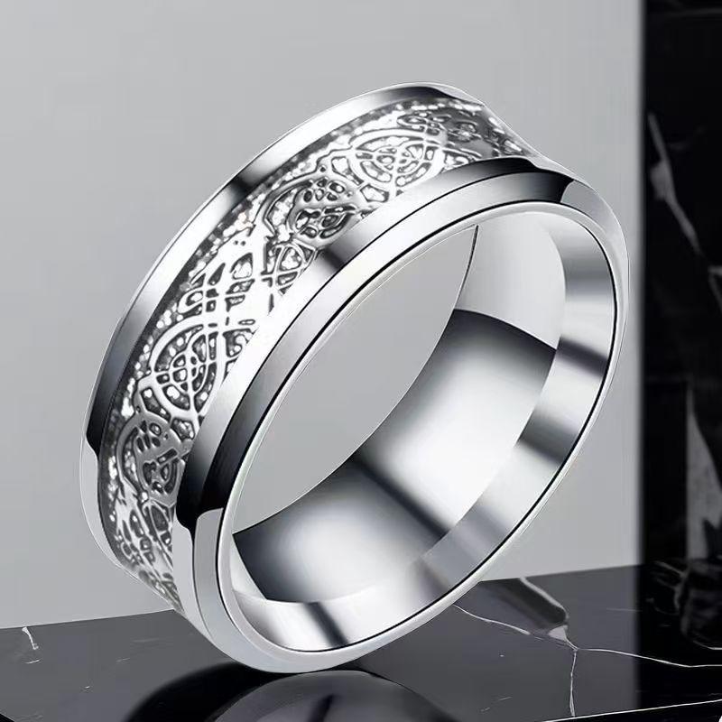 Men's 8mm Retro Titanium Steel Ring: Light Luxury, Niche Design
