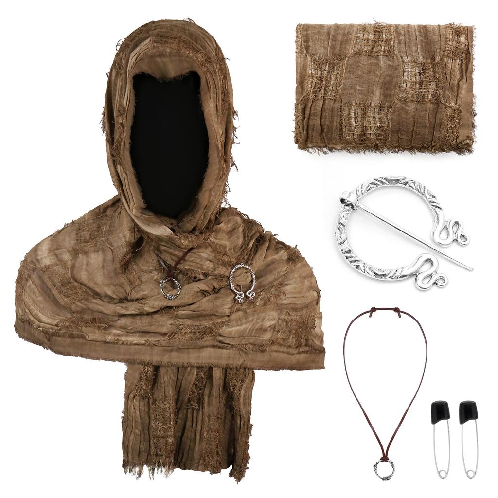 Cloak Costume Cape with Damaged Scarf Cosplay Prop for Men Women Adults Halloween - for Halloween Parties and Cosplay Events