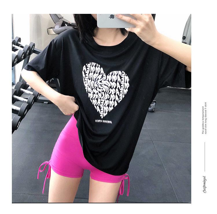 

Женская спортивная футболка с коротким рукавом, быстросохнущая, свободного кроя - Топ для йоги и бега XL for 60-70kg