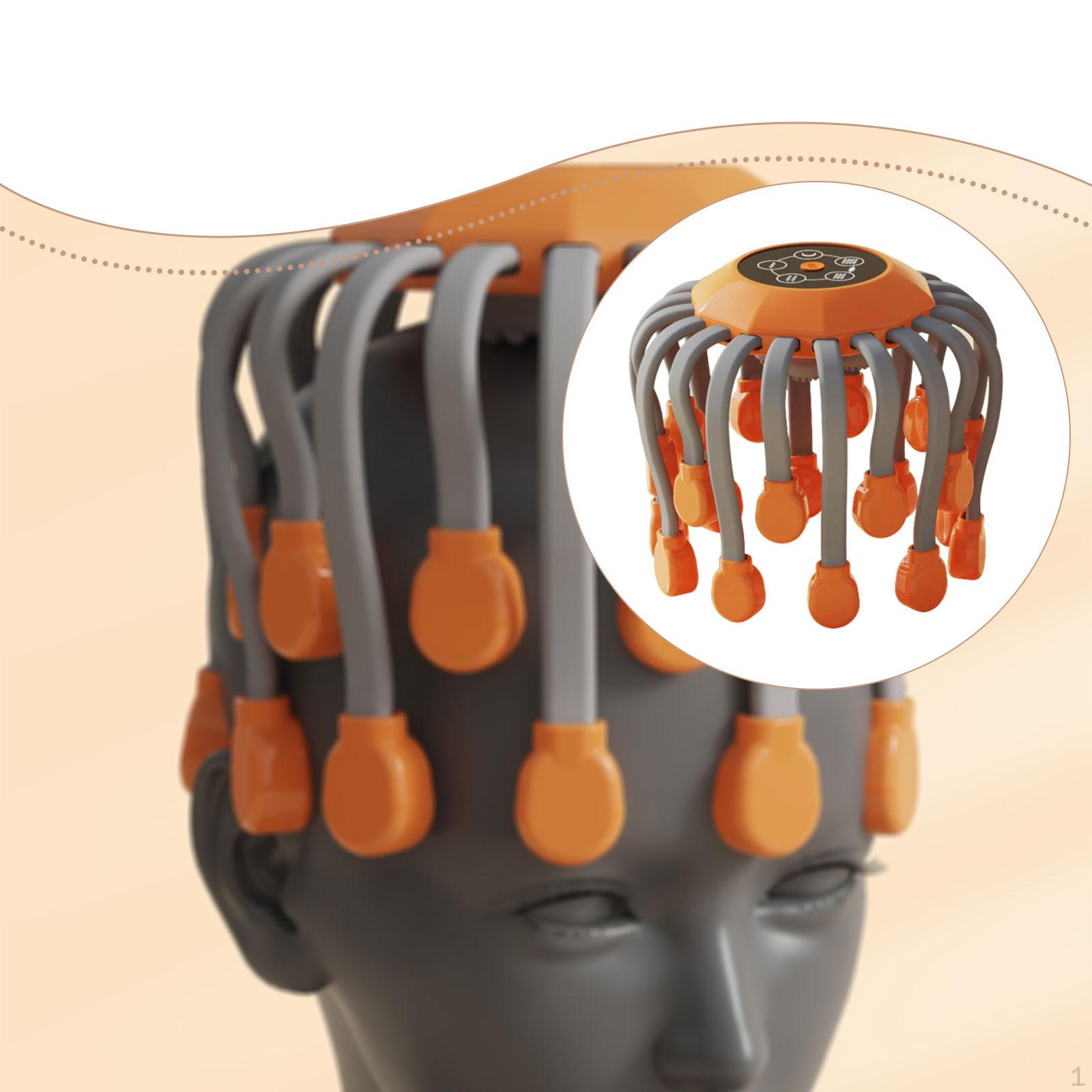 

Electric Head Massager Men Women Portable for Deep Sleep Degree 20 Claws помаранчевий