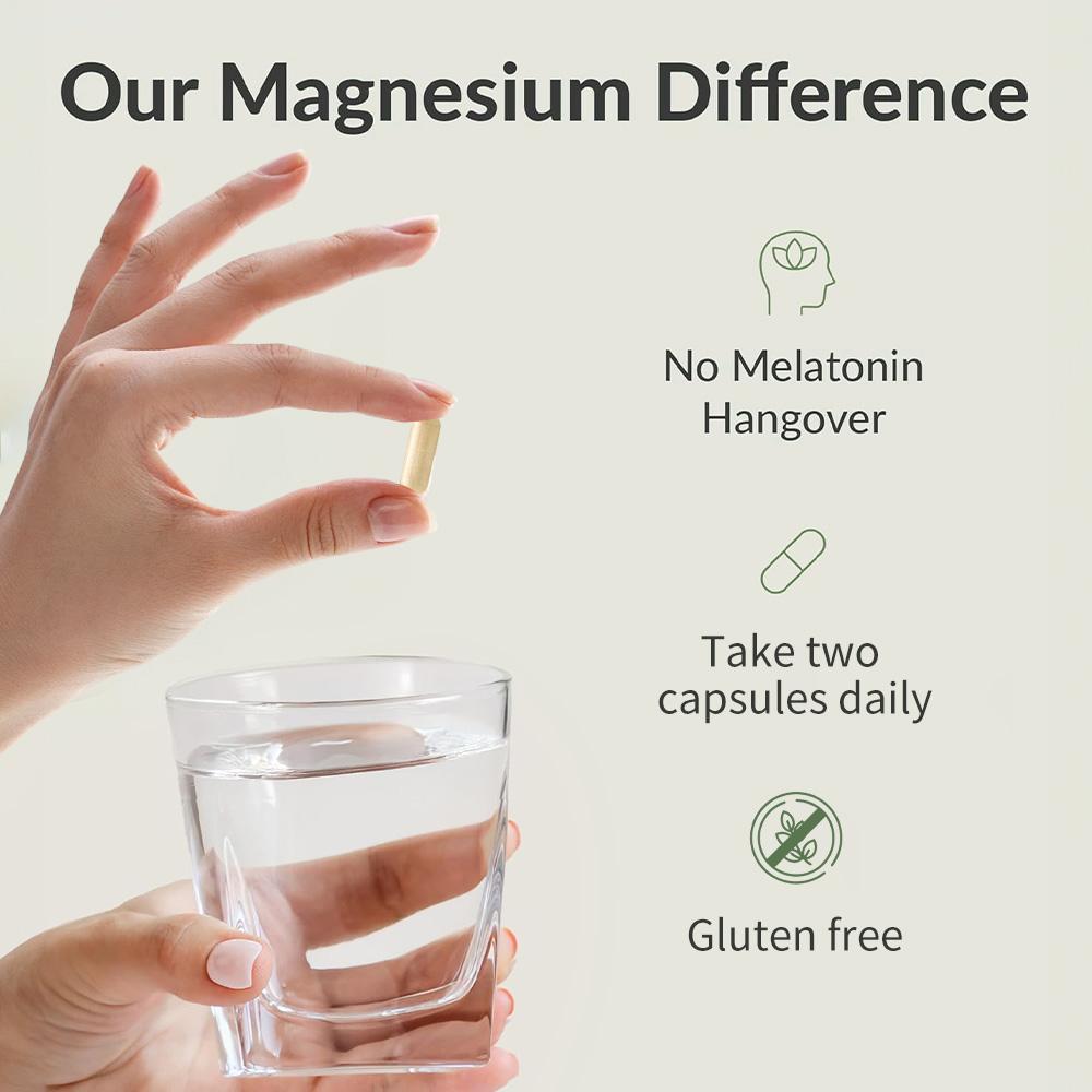 Capsule di Complesso di Magnesio, Miscela di Magnesio Multi-Sorgente con Vitamina B6 e Manganese, 120 Capsule