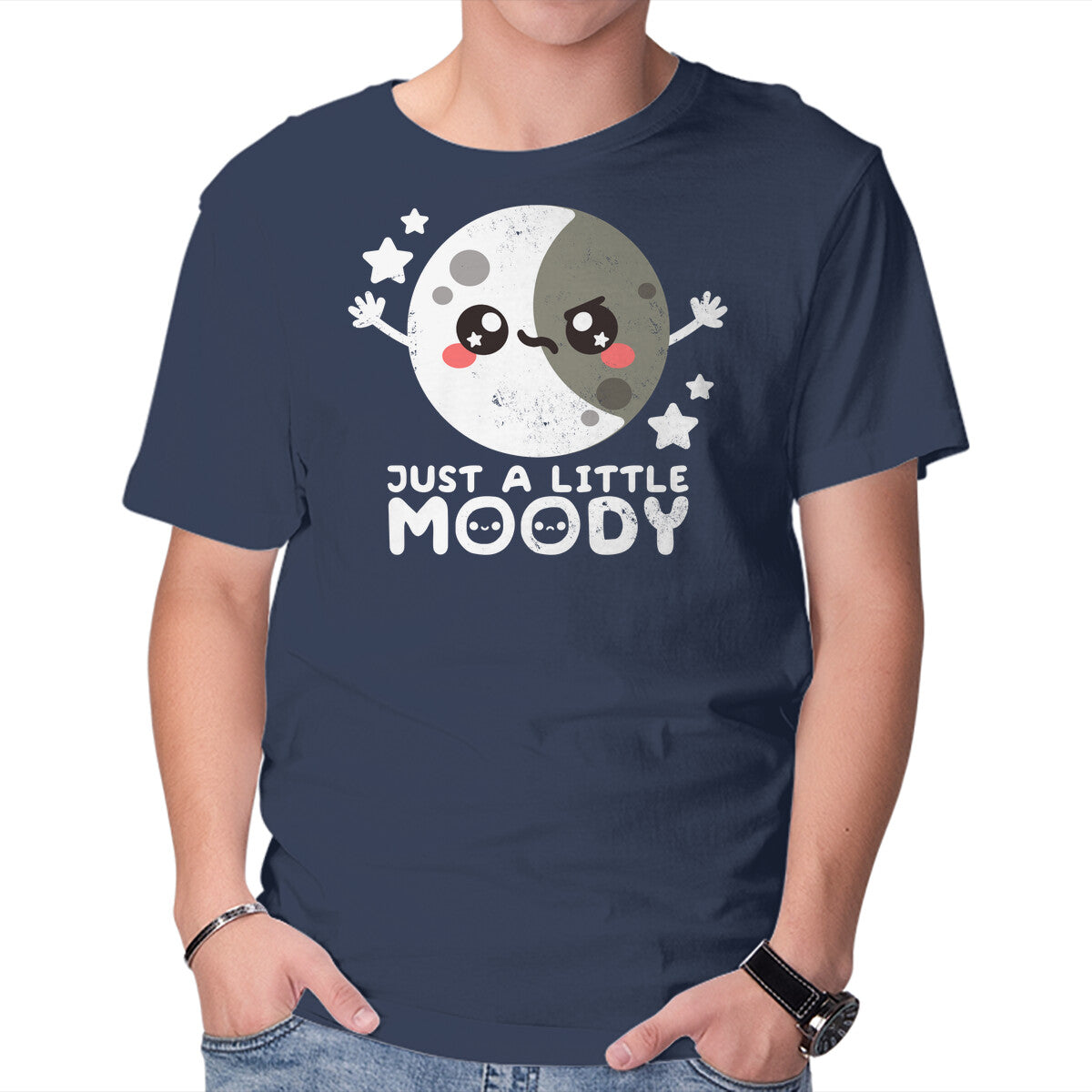 Unisex Crew Neck T-Shirt Just Moody Graphic Short Sleeve Casual Tee XS
